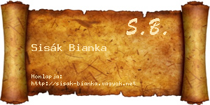 Sisák Bianka névjegykártya